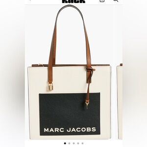 Marc Jacobs Black and Cream Tote with Brown Handles